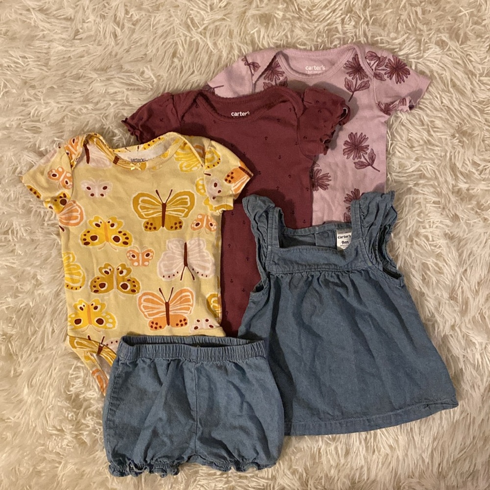 Baby girl butterflies and flowers outfit bundle!